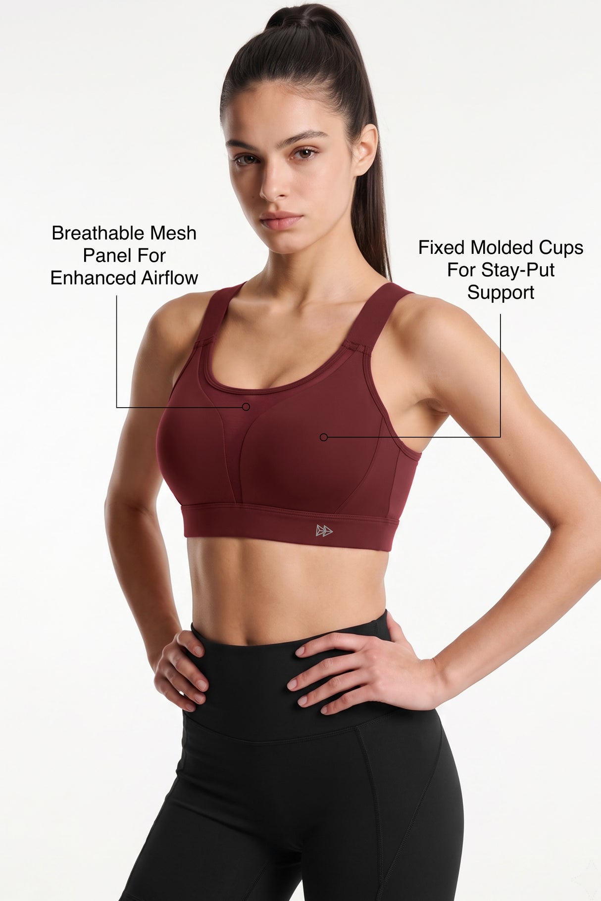 Shift™ Adjustable Straps Breathable Mesh With Sewn-In Pads High Support Sports Bra | High-Impact Support Best For Running, HIIT, Yoga & Training
