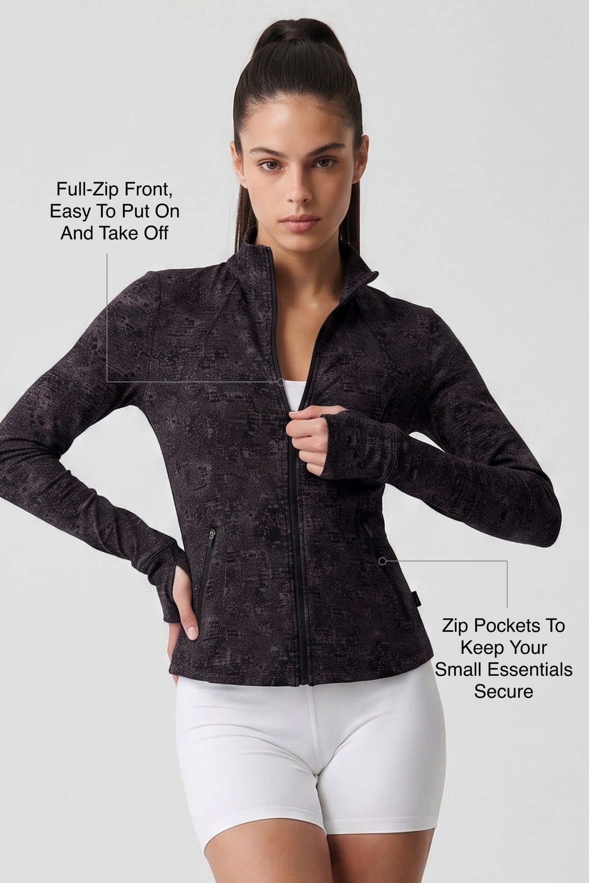 Anywhere™ Slim-Fit Printed Track Jacket with Zip Pockets | Women's Sports Jacket