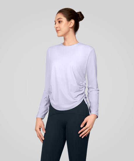 Anywhere Drawstring Solid Color T-shirt | Women's Long Sleeve T-shirt
