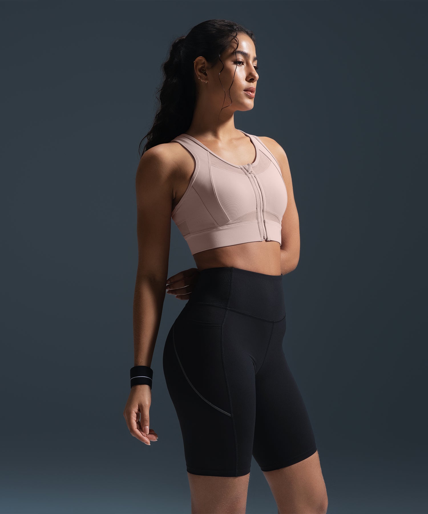 Sculpt Zip Mesh Racerback Padded Running Bra | Women's High