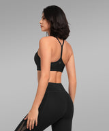 Sujetador de yoga con relleno y tirantes y escote redondo para mujer | Sujetador deportivo de sujeción ligera