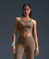 Sculpt Zip Mesh Racerback Padded Running Bra | Women's High Support Sports Bra