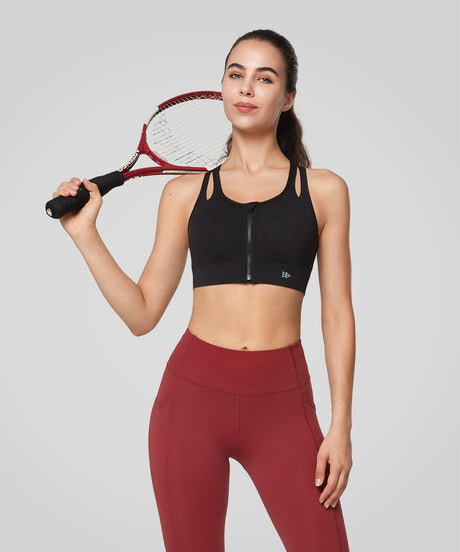 Enfold Longline Hollow Racerback Padded Running Bra | Women's High Support Sports Bra