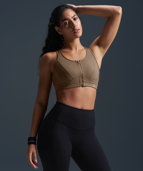 Enfold Zip Front Mesh Racerback Vadderad Löpar-BH | Sport-BH med Högt Stöd för Damer