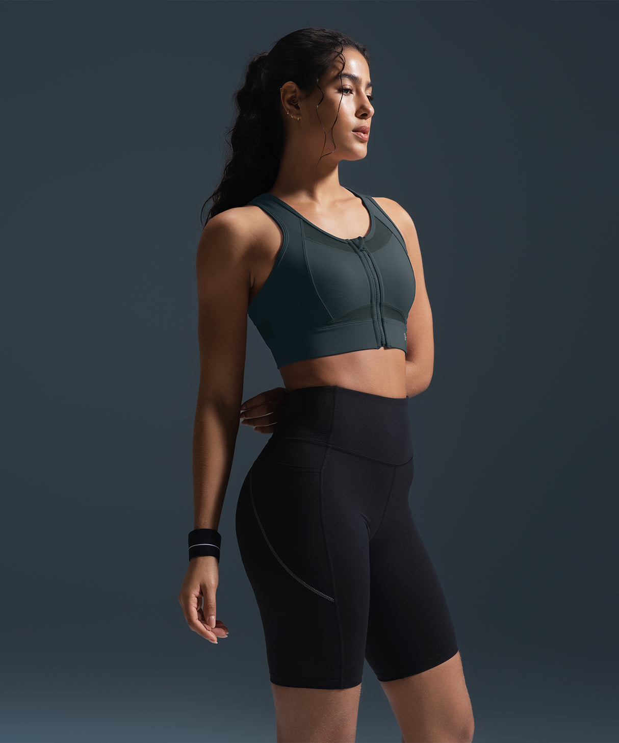Sculpt Zip Mesh Racerback Vadderad Löpar-BH | Sport-BH med Högt Stöd för Damer