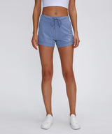 Pantalones cortos de running forrados con paneles de malla y cintura con cordón | Pantalones cortos de running para mujer de 3''