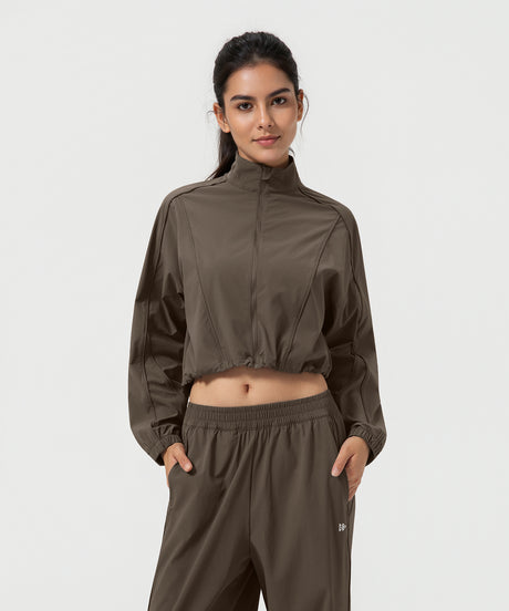 Anywhere Kurzer Stehkragen Mode Freizeitjacke | Damen Sportjacke