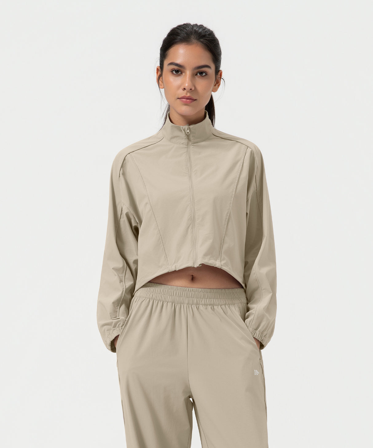 Anywhere Kurzer Stehkragen Mode Freizeitjacke | Damen Sportjacke