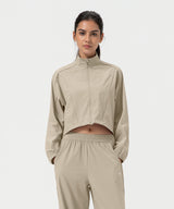 Anywhere Kurzer Stehkragen Mode Freizeitjacke | Damen Sportjacke