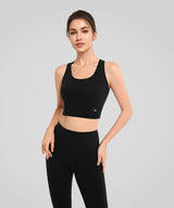 Anywhere Gerippter Kontrast-Yoga-BH mit Hohlsaum | Leicht stützender Sport-BH für Damen