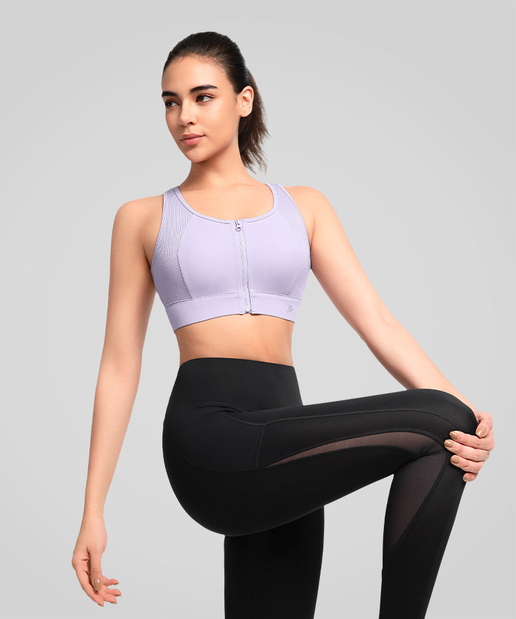 Power Back Adjustable Mesh Running Bra | Women's High Support Sports Bra Purple