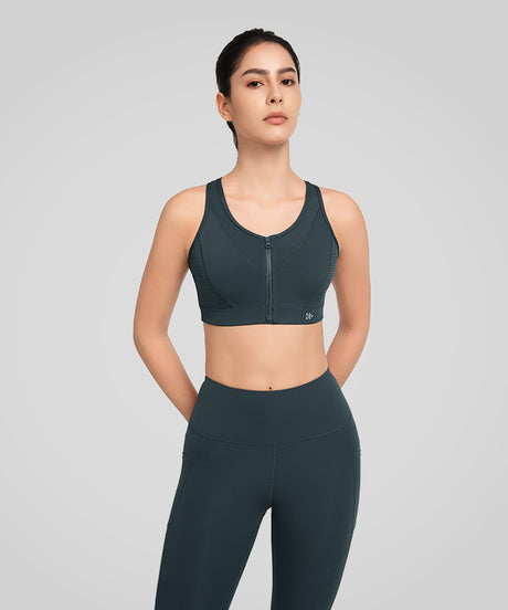 Power Plaid Mesh Stitch-featured Running Bra | Women's High Support Sports Bra