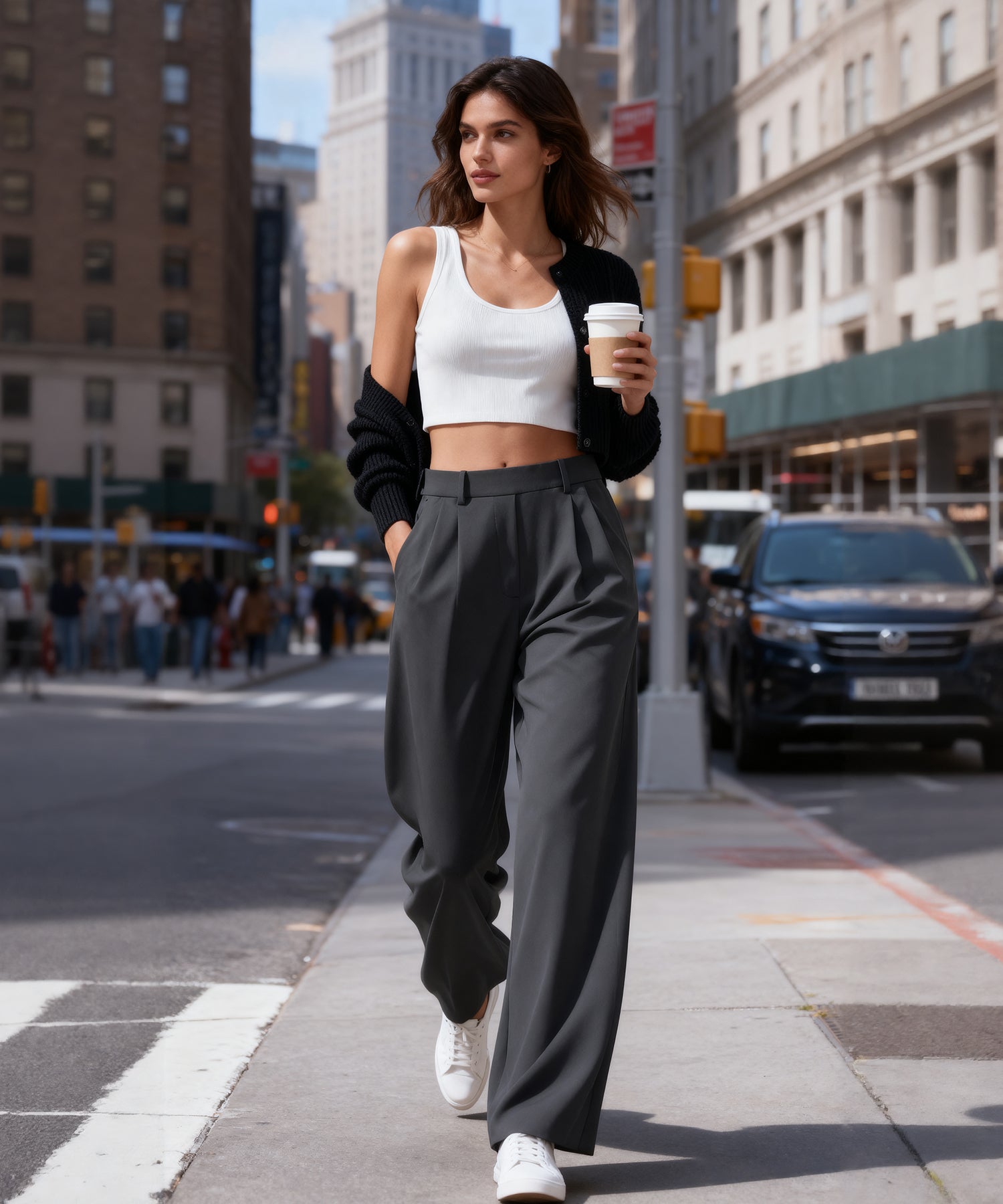 Yvette Modern Pleated Long Flowy Wide-leg Suit Pants| Women's Light Support Pants, Yvette Modern Pleated Long Flowy Wide-leg Suit Pants| Women's Light Support Pants,