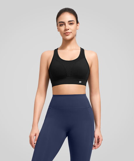 Atmungsaktiver Power Butterfly Back Mesh-Lauf-BH | Sport-BH mit starkem Halt für Damen
