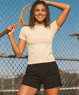 Sculpt Elastic Stretchy Slim Fit Tennis Tee| Women's Short Sleeve T-shirt