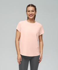 Bequemes T-Shirt mit einfarbigem Mesh-Stoff auf der Rückseite