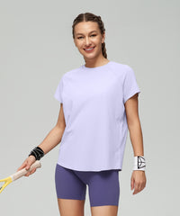 Bekväm t-shirt med meshmönster och enfärgad rygg överallt