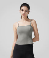 Justerbar yogalinne med tunna remmar och logotyp | Sport-bh med lätt stöd för kvinnor