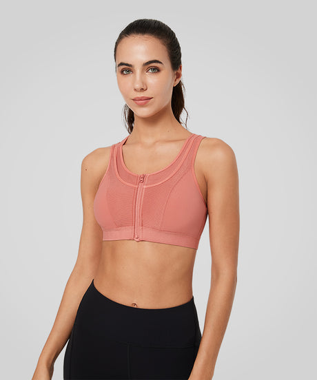Enfold Zip Mesh Racerback Vadderad Löpar-BH | Sport-BH med Högt Stöd för Damer