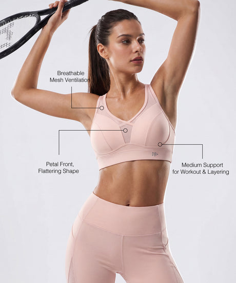 Sport-BH mit verstellbarem Mesh-Einsatz im Petal-Stil | Sport-BH für Damen mit mittlerem Halt
