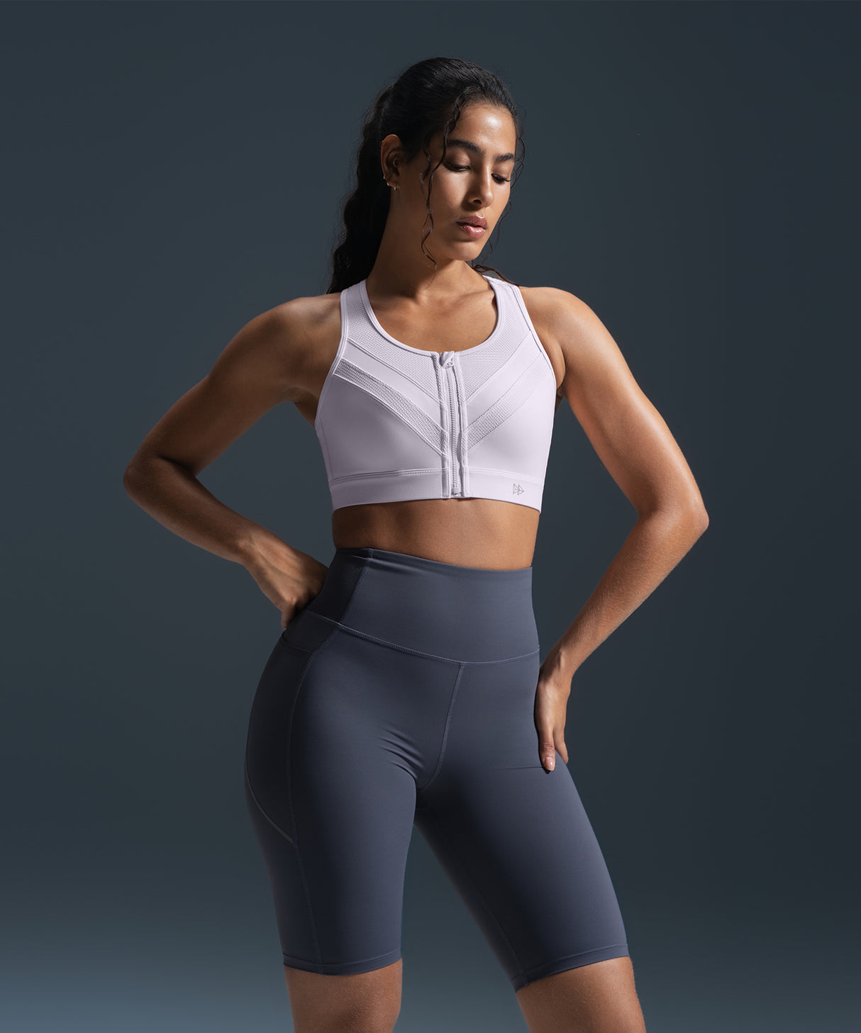 Enfold Zip Mesh Padded Running Bra | Women's High Support Sports Bra
