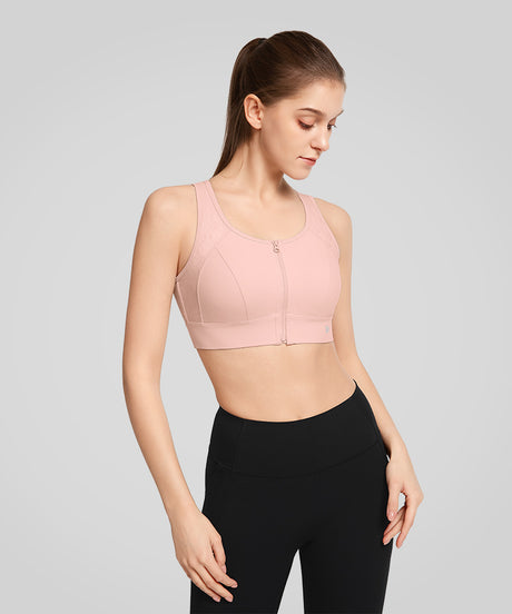 Power 3D Dividing Lines Zip Front Running Bra | Women's High Support Sports Bra