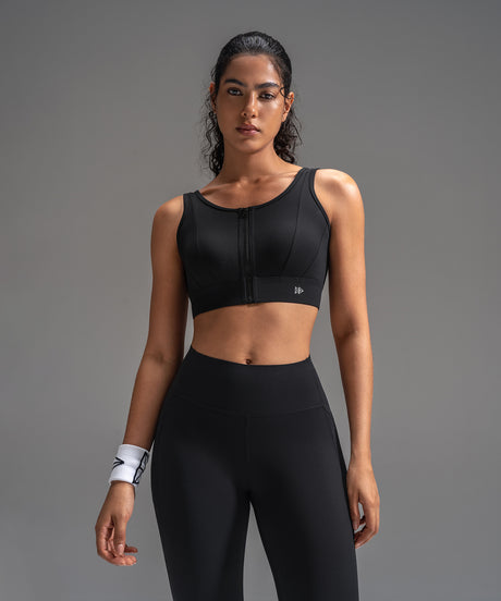 Power Mesh Sweetheart Neck Back Sports Bra| Women's High Support Sports Bra