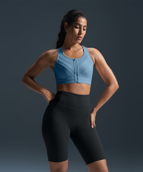 Enfold Zip Mesh Padded Running Bra | Women's High Support Sports Bra