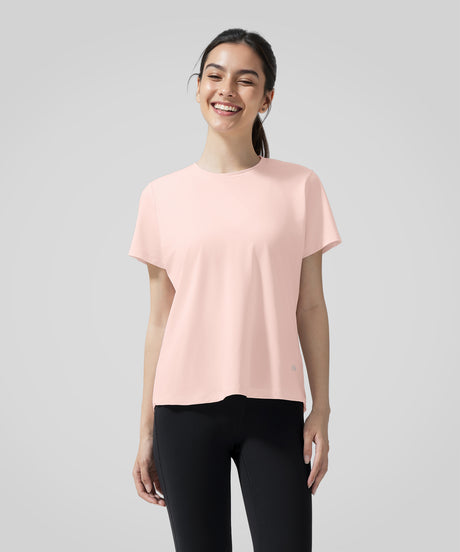 Lätt, figurnära t-shirt i enfärgad färg överallt | Kortärmad t-shirt för kvinnor