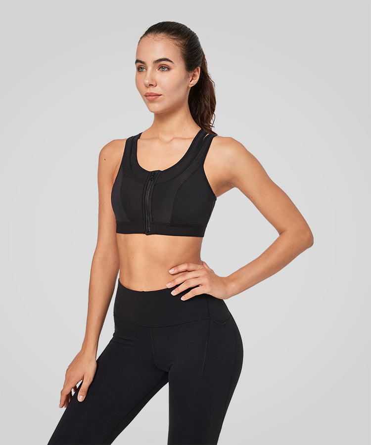 Enfold Zip Mesh Racerback Vadderad Löpar-BH | Sport-BH med Högt Stöd för Damer