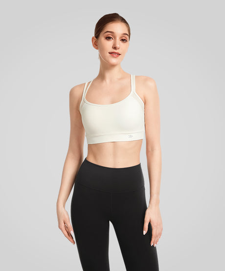 Anywhere Double Crisscross Strap Sheer Mesh Yoga Bra| Women's Light Support Sports Bra