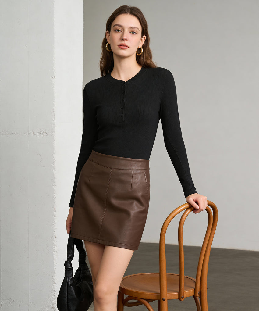 Camicia casual a maniche lunghe con colletto a mezzo bottone Anywhere | T-shirt a maniche lunghe da donna