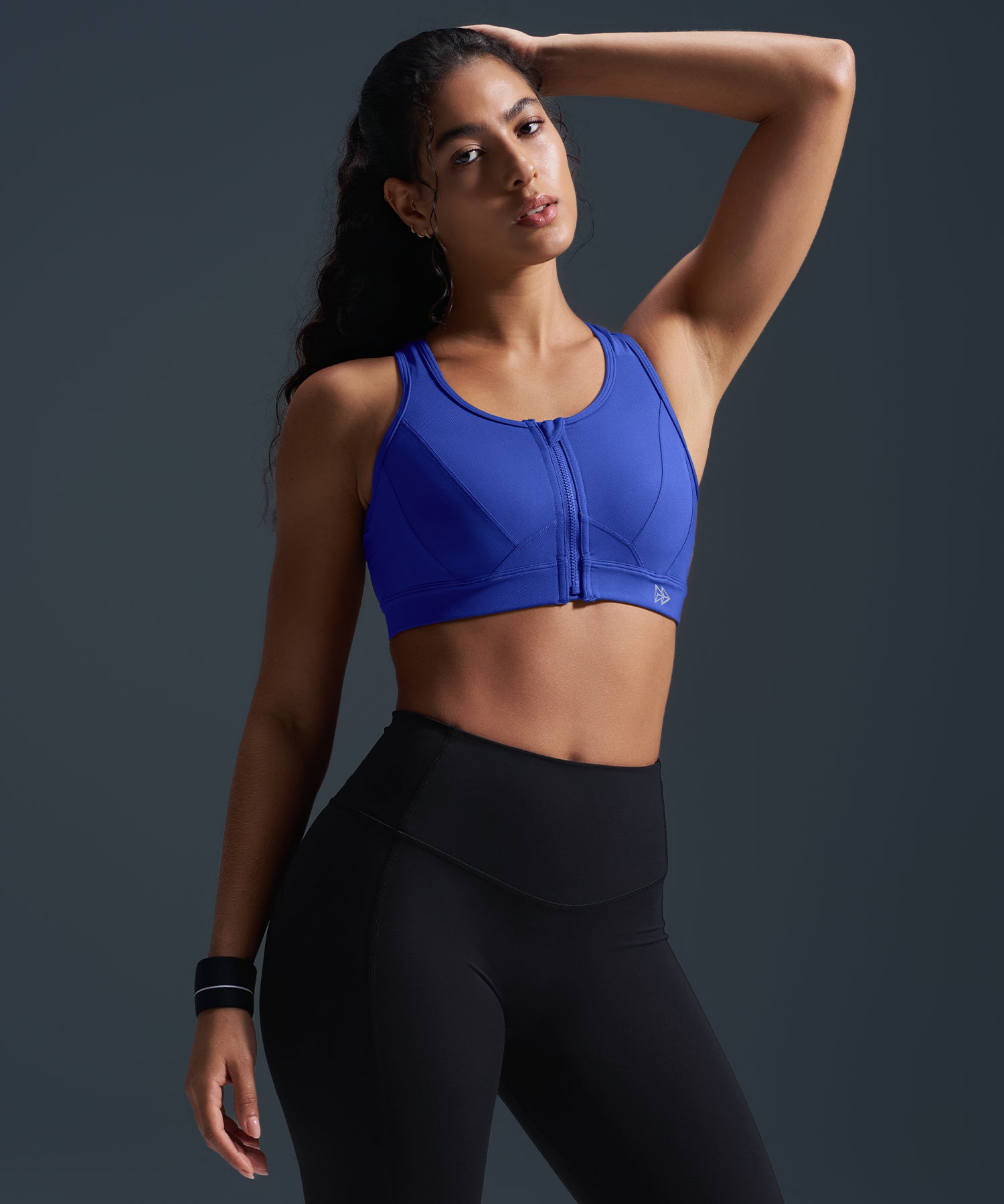 Enfold Zip Front Mesh Racerback Padded Running Bra | Women's High