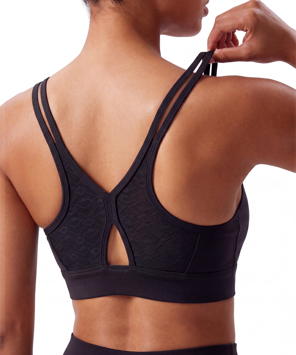 Anywhere V-Ausschnitt Diamond Mesh Yoga-BH | Leicht stützender Sport-BH für Damen