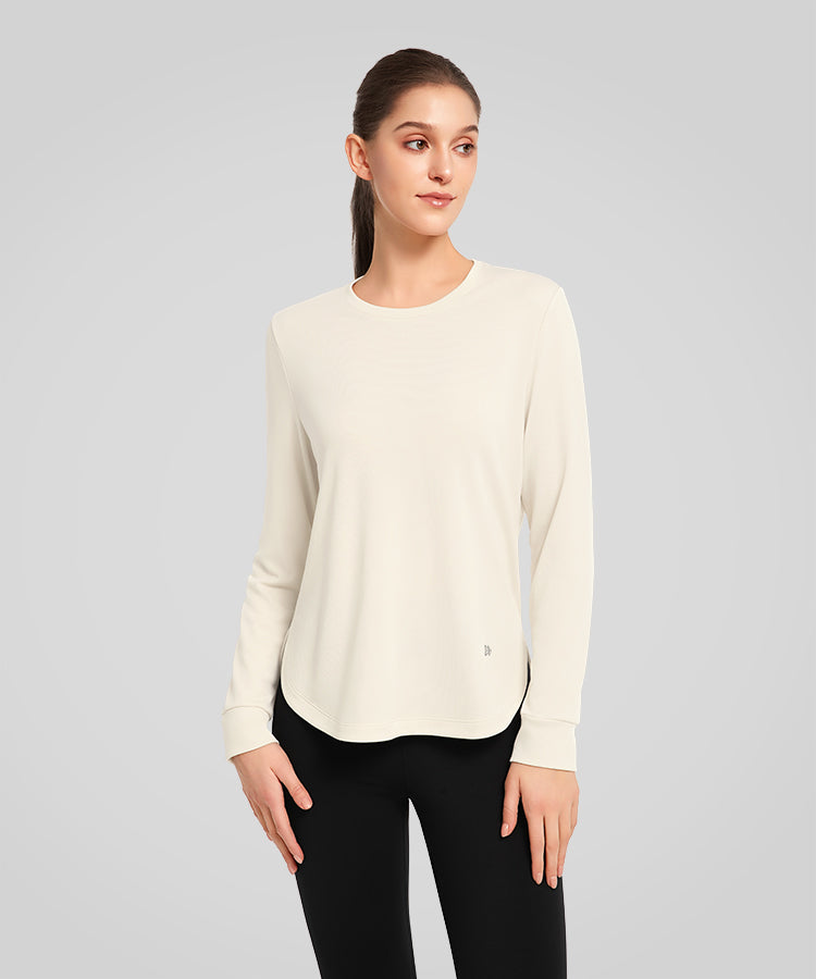 T-shirt tinta unita con spacchi laterali Anywhere | T-shirt a maniche lunghe da donna
