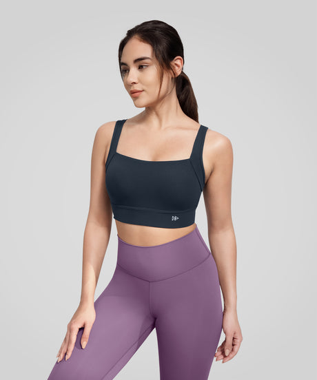 Anywhere Square Neckline Cross-back Mesh Yoga Bra| Women's Light Support Sports Bra
