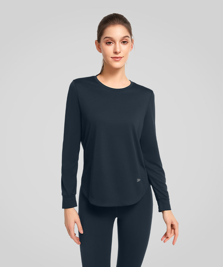 T-shirt tinta unita con spacchi laterali Anywhere | T-shirt a maniche lunghe da donna