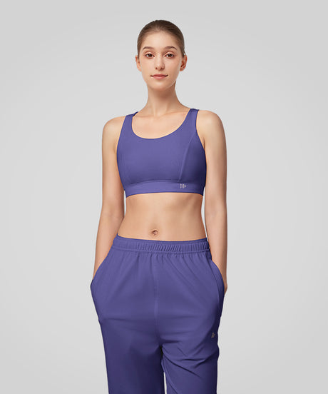 Shift Cross Thin Strap Ribbed Yoga Bra | Women's Light Support Sports Bra