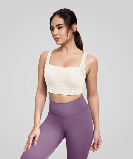Anywhere Square Neckline Cross-back Mesh Yoga Bra| Women's Light Support Sports Bra
