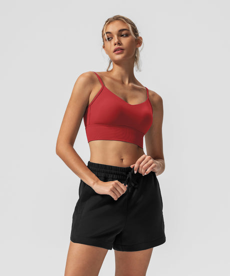 Echo V-Neck Ribbed Padded Yoga Bra | Women's Light Support Sports Bra