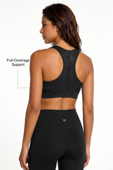 Power™ Zip-Front Mesh Racerback Sports Bra | High Support Best For Running, HIIT & Training