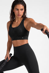 Power™ Zip-Front Mesh Racerback Sports Bra | High Support Best For Running, HIIT & Training