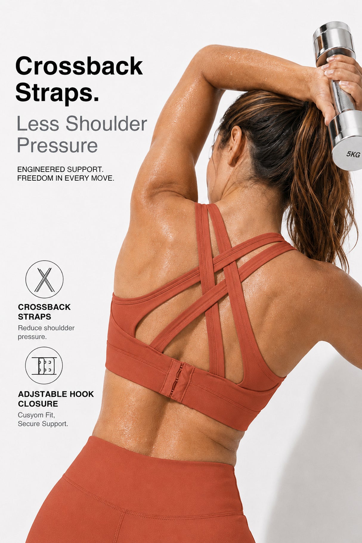 Reggiseno da corsa imbottito Power Cross Back | Reggiseno sportivo ad alto sostegno da donna