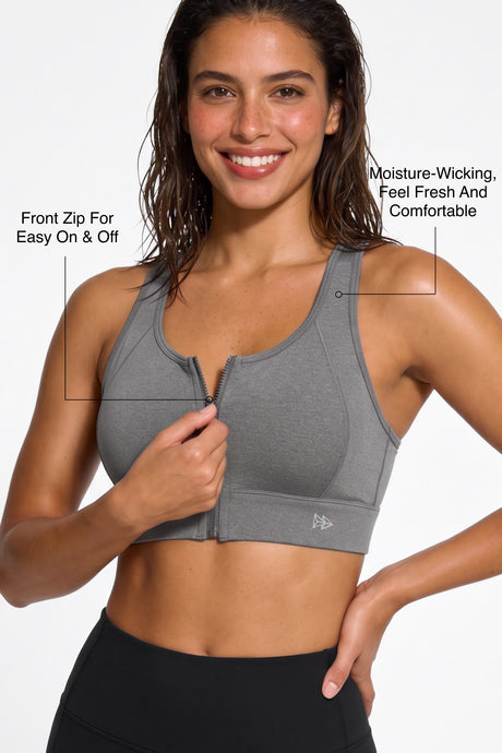 Power™ Zip-Front Mesh Racerback Sports Bra | High Support Best For Running, HIIT & Training - image 65