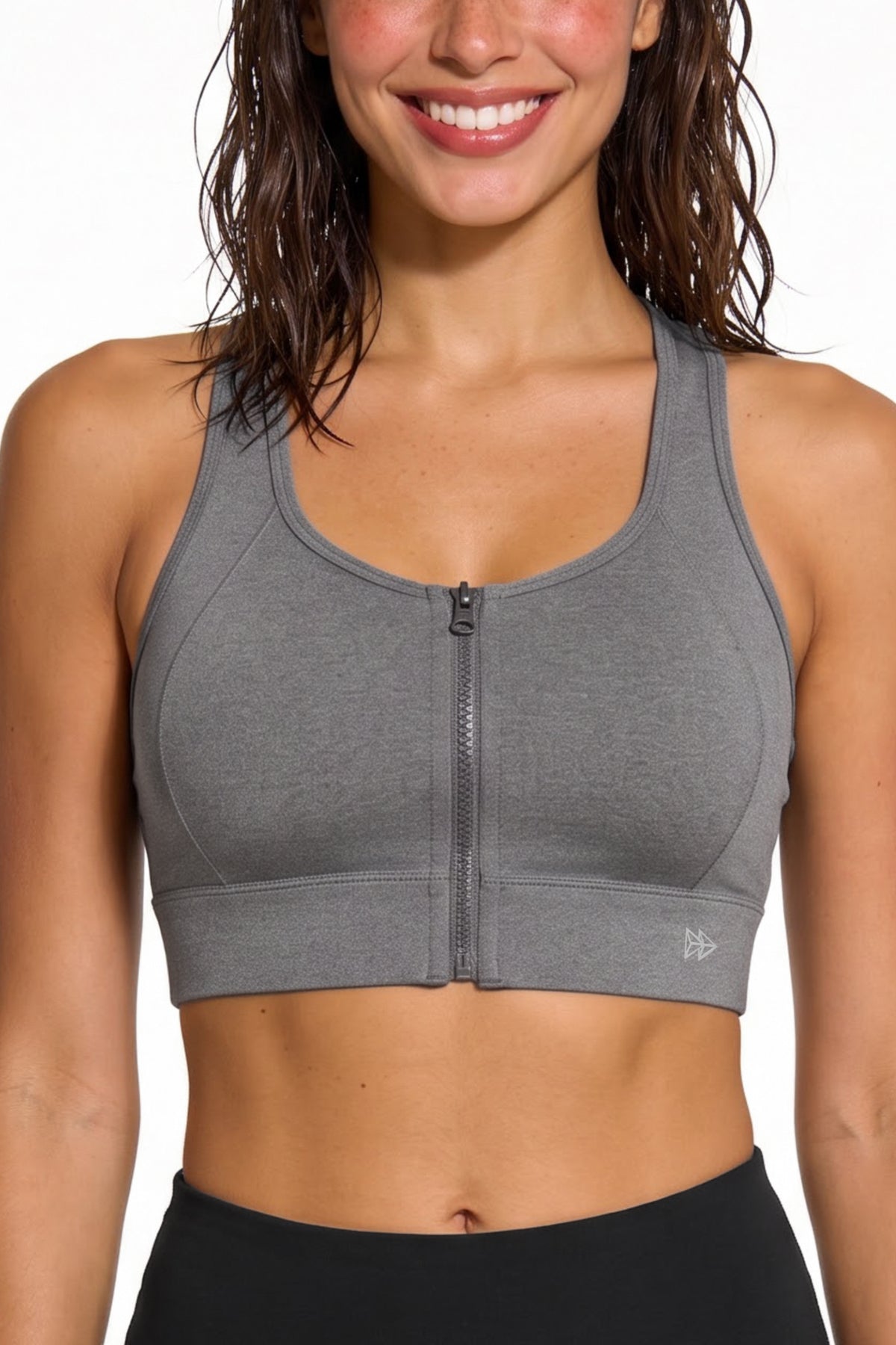 Power™ Zip-Front Mesh Racerback Sports Bra | High Support Best For Running, HIIT & Training