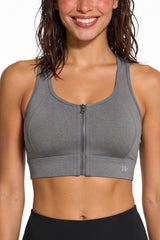 Power™ Zip-Front Mesh Racerback Sports Bra | High Support Best For Running, HIIT & Training