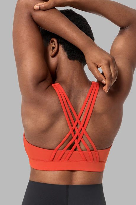 Gepolsterter Lauf-BH mit Power-Reißverschluss vorne und überkreuztem Design | Sport-BH mit starkem Halt für Damen