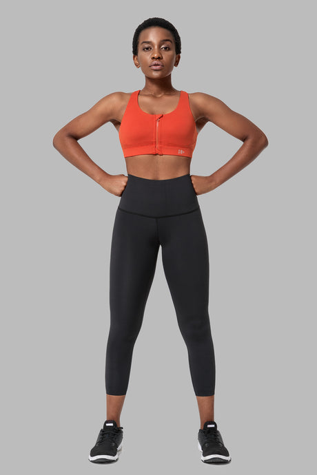 Gepolsterter Lauf-BH mit Power-Reißverschluss vorne und überkreuztem Design | Sport-BH mit starkem Halt für Damen