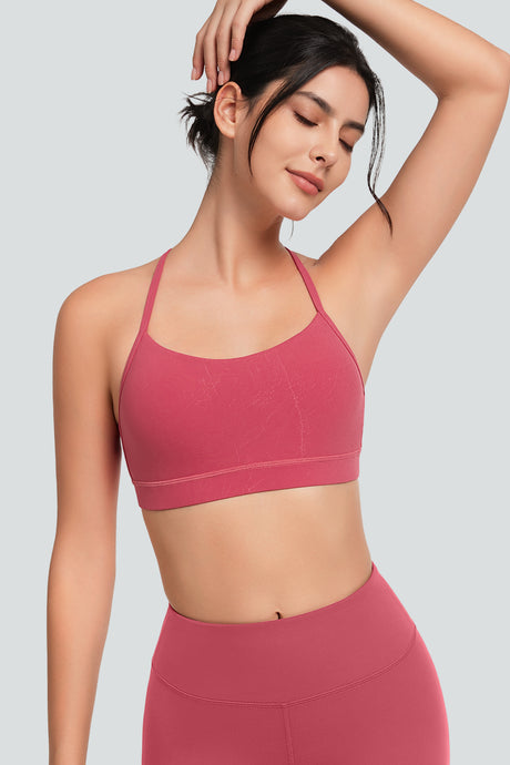 Reggiseno yoga imbottito con scollo a barchetta e spalline sottili Anywhere | Reggiseno sportivo con supporto leggero da donna