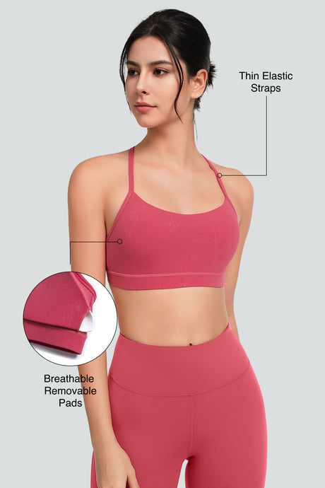 Reggiseno yoga imbottito con scollo a barchetta e spalline sottili Anywhere | Reggiseno sportivo con supporto leggero da donna
